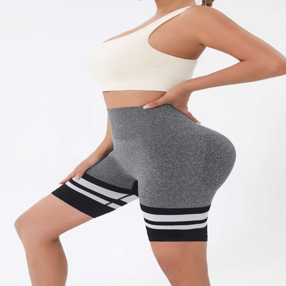 Striped Yoga & Fitness Shorts